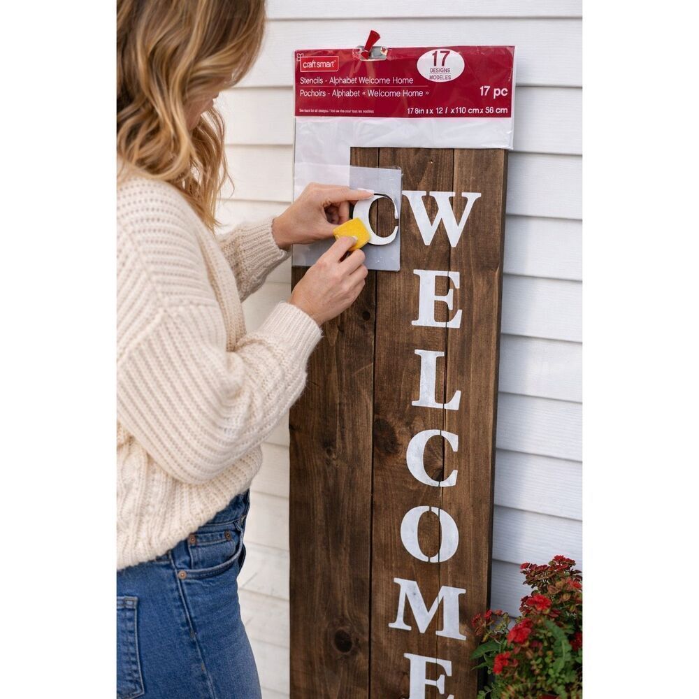 Craft Smart Alphabet Welcome Home Stencil Set 17-Piece 12x12 Inch Letters